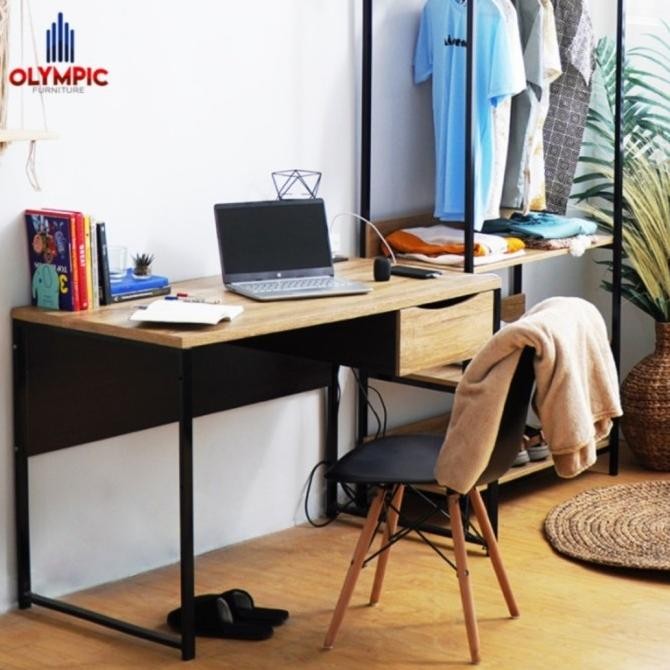 Sale Meja Kerja Belajar Home Office Kaki Besi Minimalis Industrial Bandung