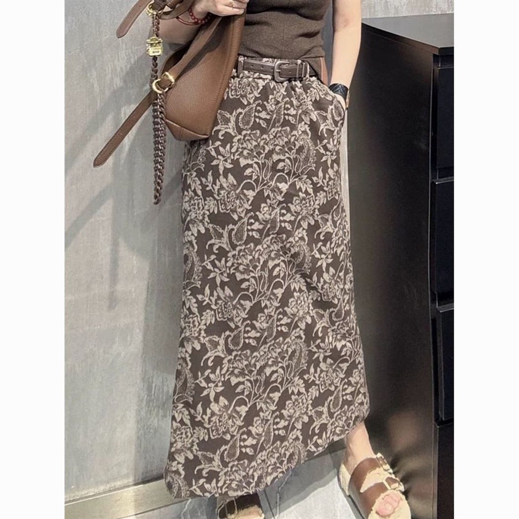 Rok Pelangsing Pinggang Tinggi Wanita, Rok Pinggul Efek Menggantung