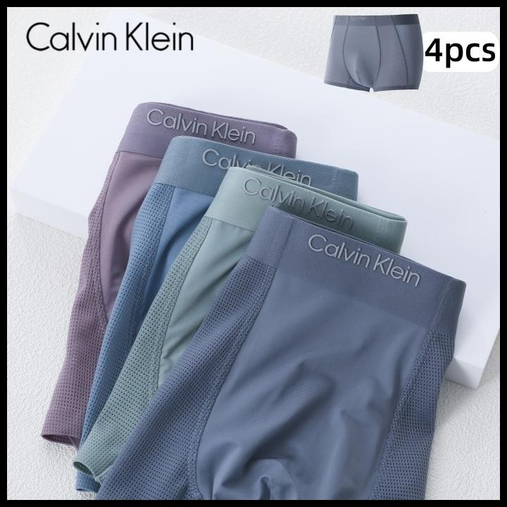 Calvin Klein 4Pcs Ice Silk Boxer Short Pants Pria Celana Dalam Boxer Sport Cool Mesh Pria Clana Dale