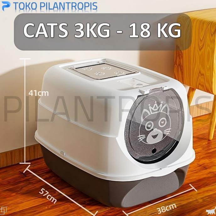 CAT LITTER BOX KUCING BESAR JUMBO TERTUTUP TEMPAT PUP POOP WC KUCING TEB