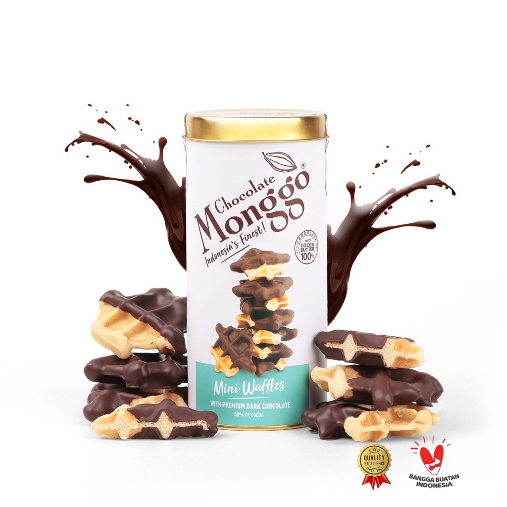 

Chocolate Monggo | Mini Waffle Dark Chocolate 58% | Camilan Halal Sehat