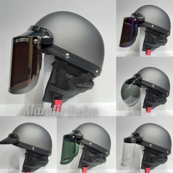 Sale Helm Bogo Chip Abu Doff Helm Bogo Cetok Satu Set Kaca