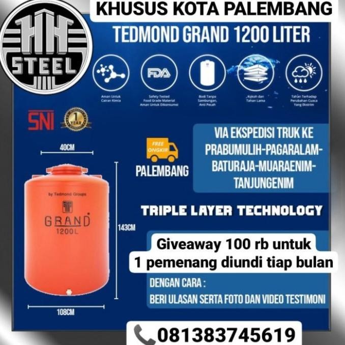 `````````] Tangki Air / Tandon /Toren / Tedmon / Tedmond Ori merk 1200 Liter