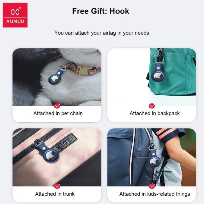 [Good] XUNDD Original Apple Airtag Case Keychain Holder PU Leather Synthetic