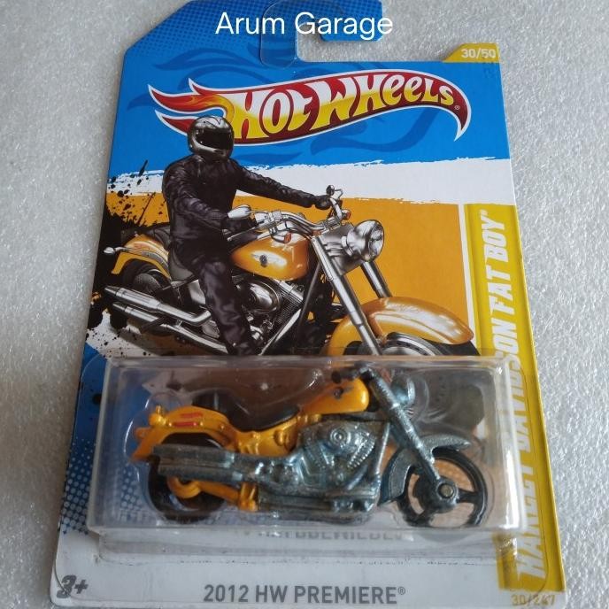 Hot Wheels Harley Davidson Fat Boy. Card 2012 HW Premiere. Full Besi.