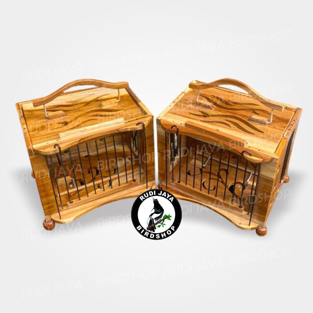 fn-56 Sangkar Untul Ukir Sogon Herli Burung Pleci Konin Model Lipat Kandang Untulan Betina Ngecas Lo