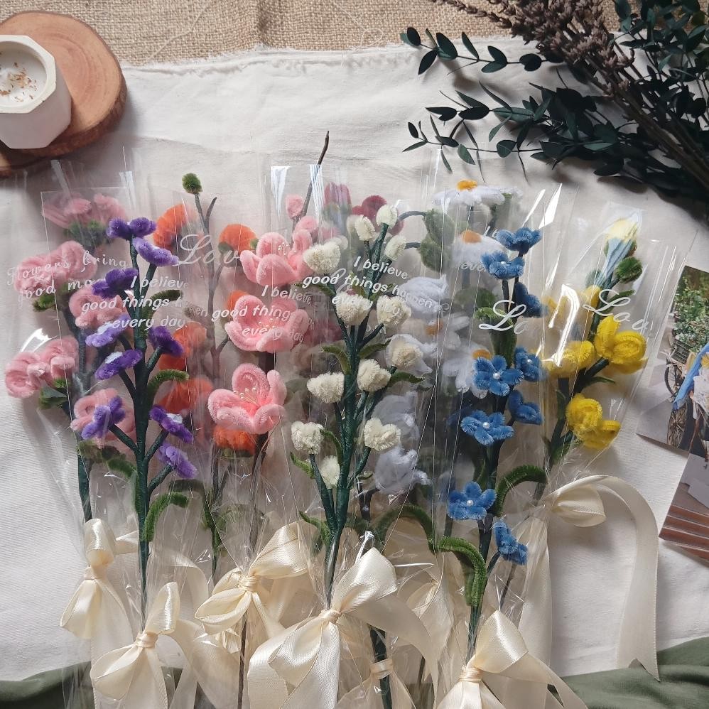 D-54 [Sajangkah Better Life] (Part 1) Pipe Cleaner Single Stem Bouquet | Buket Kawat Bulu | Souvenir