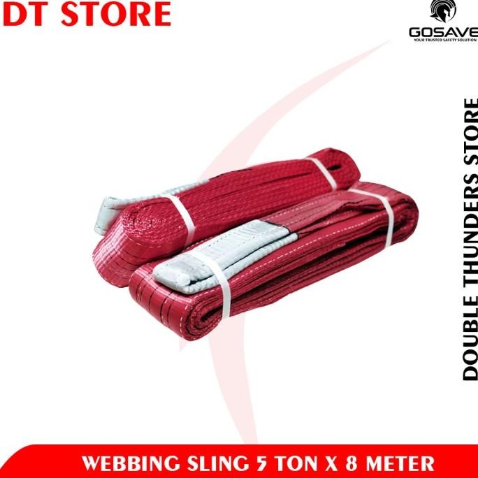 Gosave Webbing Sling Belt 5 Ton X 8 Meter / Tali Sabuk 5T X 8M New Stok