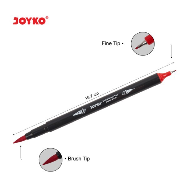 

Tahan Lama Super Brush Pen Joyko 12 Warna Clp 13 / Brush + Fine Tip