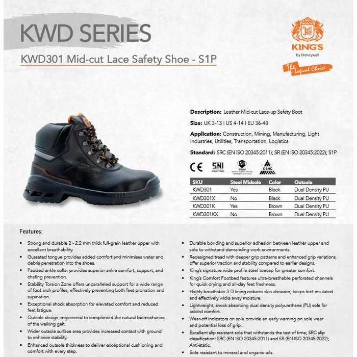 Safety Shoes King'S Kwd 301 X / Sepatu Safety Kings Kwd 301 X New Stok