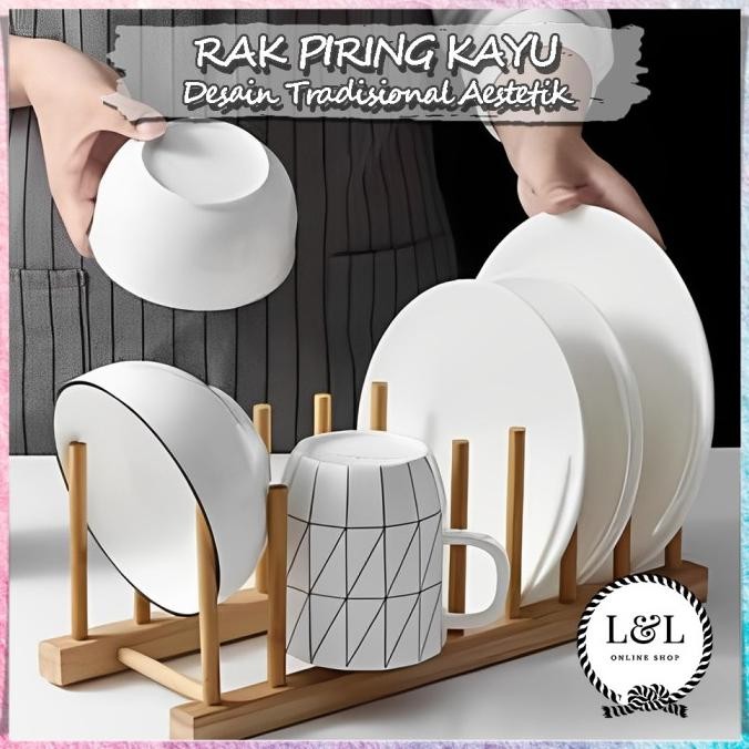 Rak Gelas Piring Kayu Serbaguna Kitchen Set Minimalis Multifungsi
