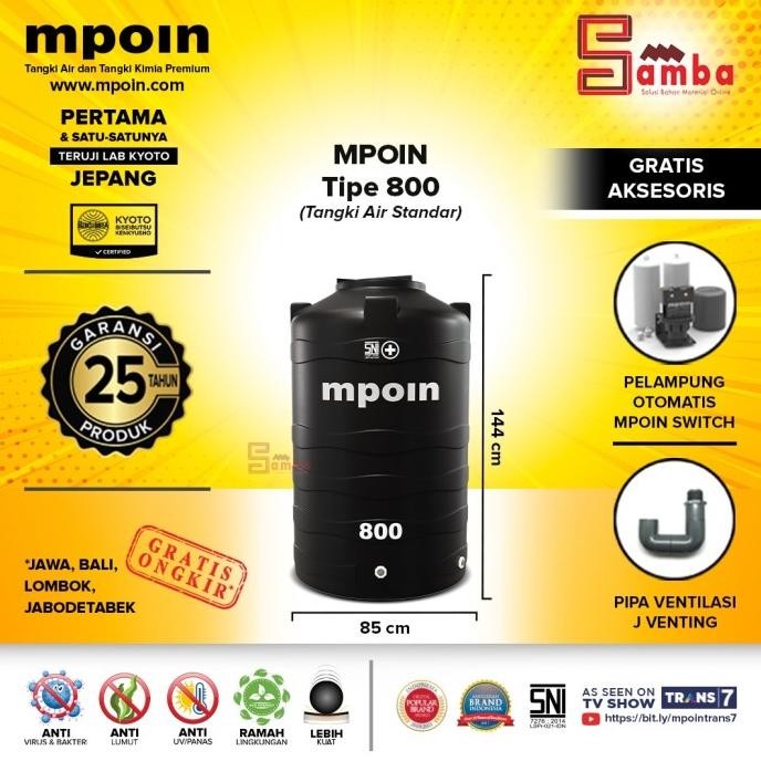 Terjangkau Toren Air Mpoin Plus Wave 800 Liter | Tangki Air |Tandon Air 800 L