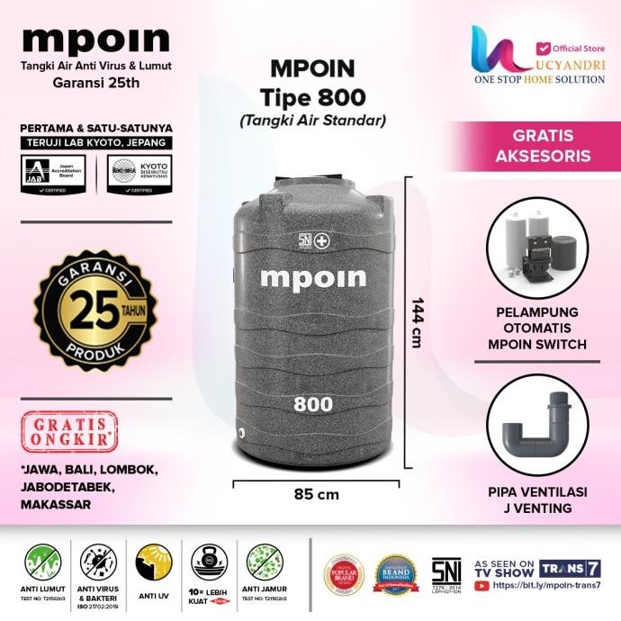 Terjangkau Tangki Air Mpoin Plus 800 Wave Toren Tandon 800 Liter