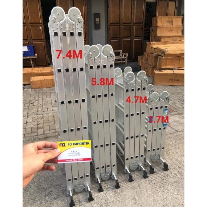 Tangga Multipurpose 3.7 Meter Tangga Lipat Tangga Alumunium AMG