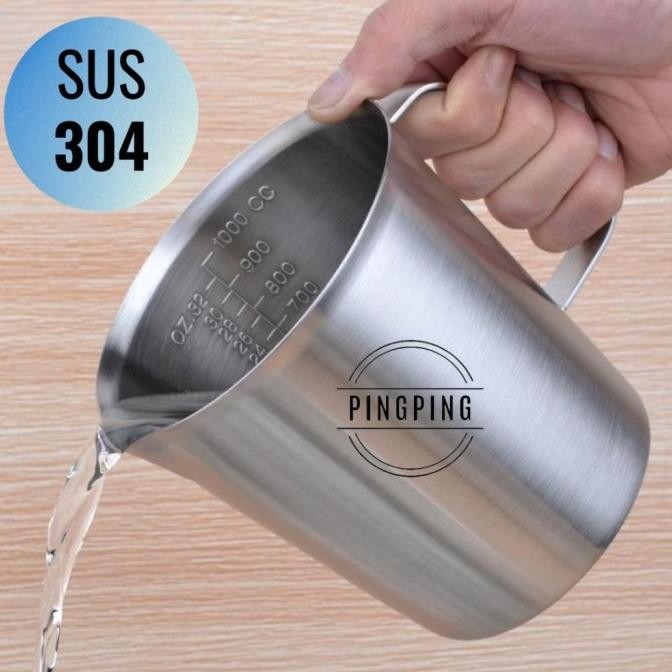 Gelas Ukur Takar 1000Ml/2000 Ml Stainless Steel/Gelas Ukur Takar
