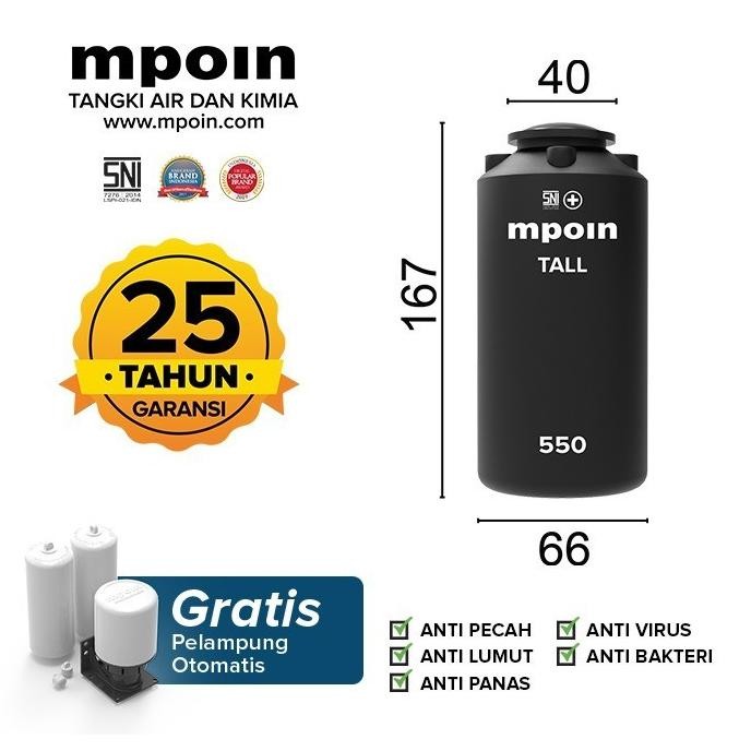 Diskon Tangki Air Mpoin Plus Tall 550 Liter Tandon Torrent