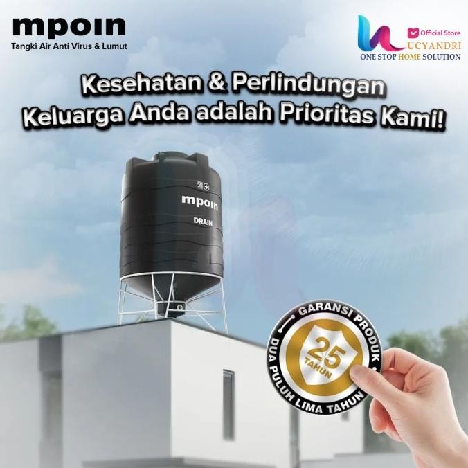 Terjangkau Harga Tangki Air Mpoin 1200 Liter Toren Mpoin Plus 1200 Drain Tandon