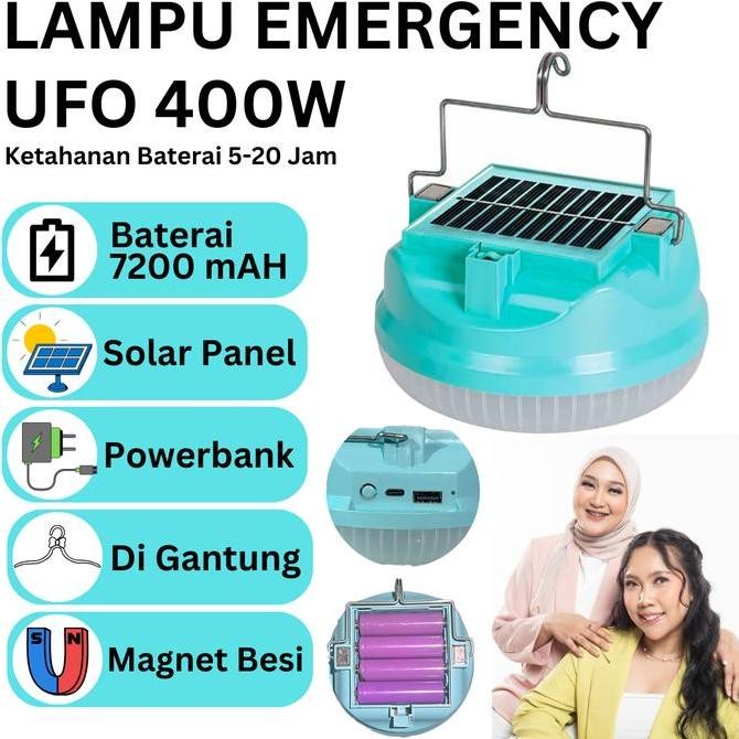 LAMPU LED EMERGENCY UFO 400W /SOLAR PANEL LED/ LAMPU EMERGENCY GANTUNG LAMPU  TAMAN  OUTDOOR LAMPU  