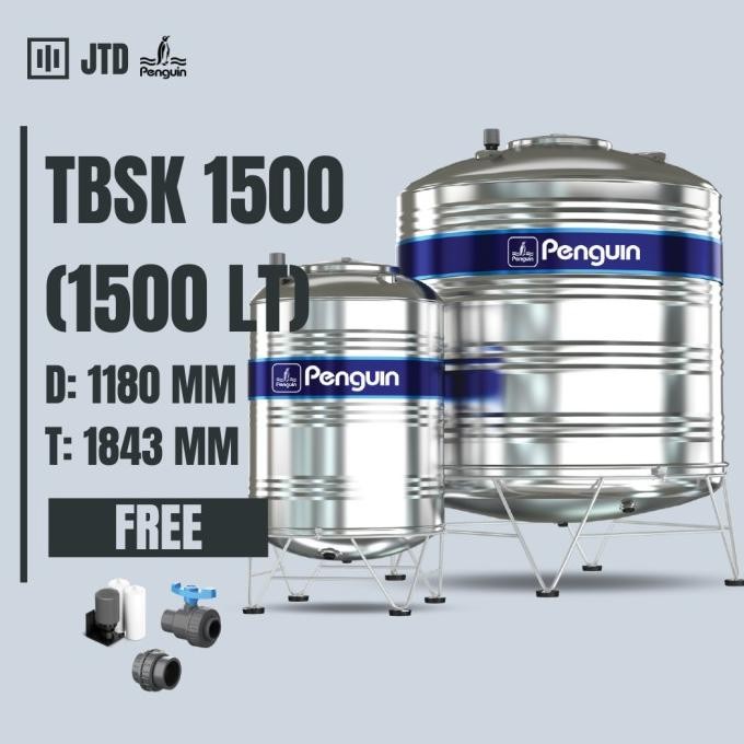 Diskon Toren / Tandon / Tangki Air Penguin Stainless 1500 Liter - Tbsk 1500