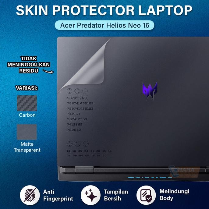 Acer Predator Helios Neo 16 Garskin Anti Gores Body Protector Skin Co