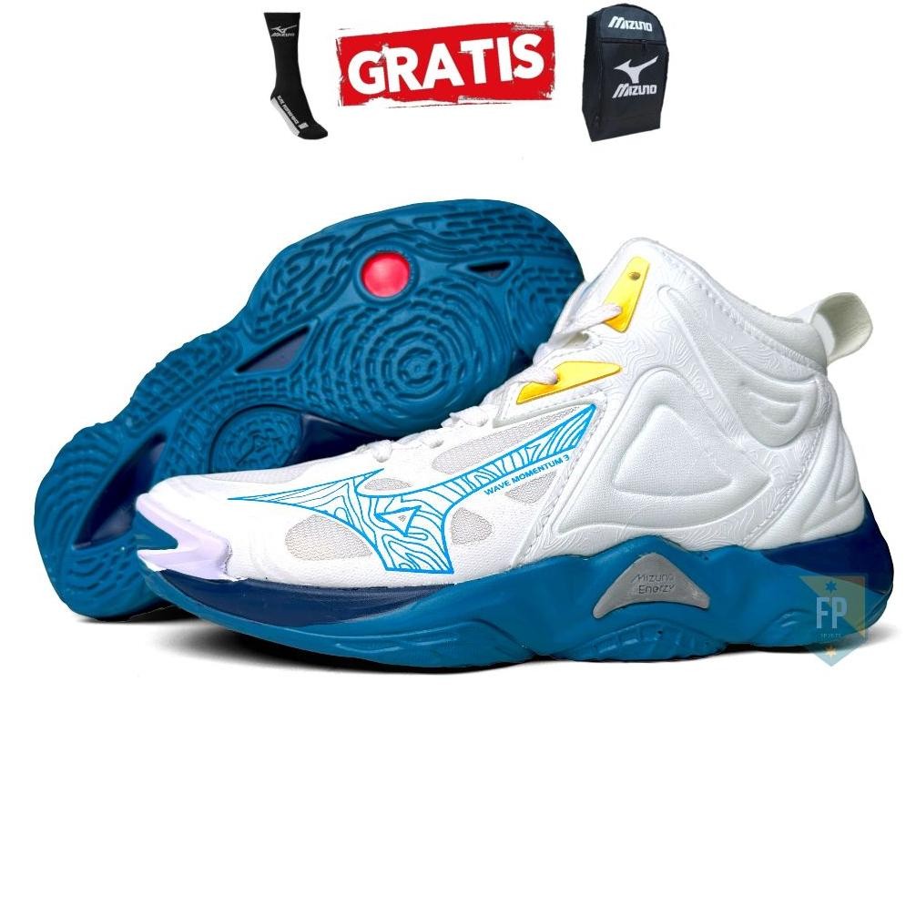 Terbaru Sepatu Volly Mizuno Wave Momentum 3 Mid Free Tas Dan Kaoskaki Tersedia Ukuran 36 - 44
