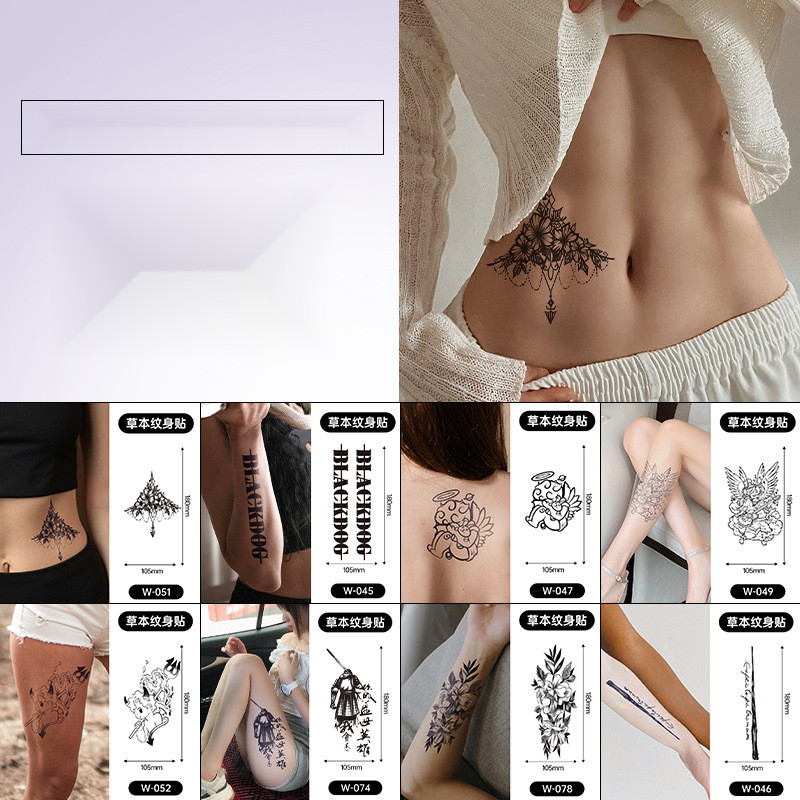 Plain Flower Belly Tattoo Sticker Paper Tattoo Sticker Clavicle Calf English Men and Women Tattoo St