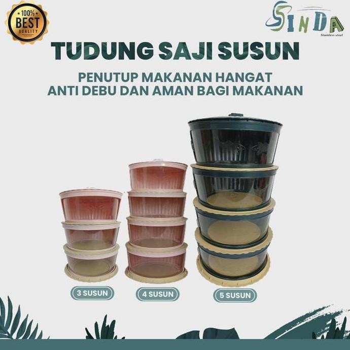 Sale Sinda Tudung Saji Penutup Makan 3 Susun 4 Susun 5 Susun Hijau Pink Plastik