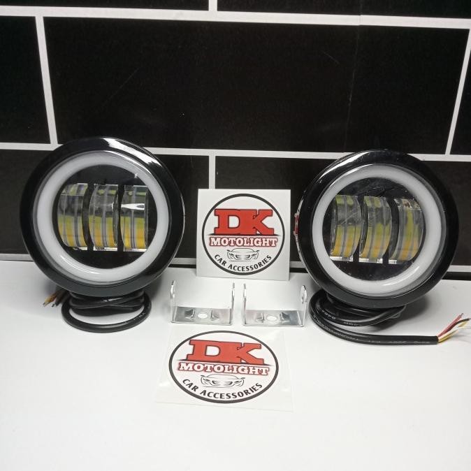 Lampu Sorot Foglamp Daymaker 3 Lensa Bulat 3,5 Inchi Motor Mobil ASLI