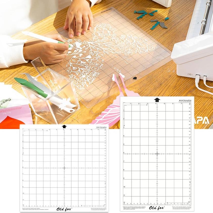 

Premium 12"*12" / 24"*12" Old Fox Replacement Cutting Mat Transparent Adhesive Mat With Measuring Grid For Silhouette Cameo Plotter Machine, 3Pcs High Quality
