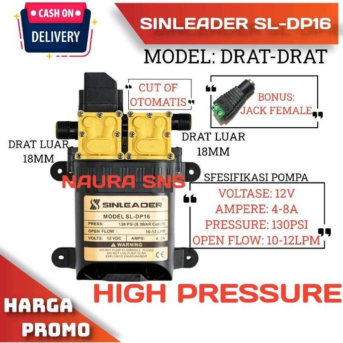 Dinamo Pompa Air 12Volt Sinleader Dobel Pompa High Pressure  12 Lpm New Stok