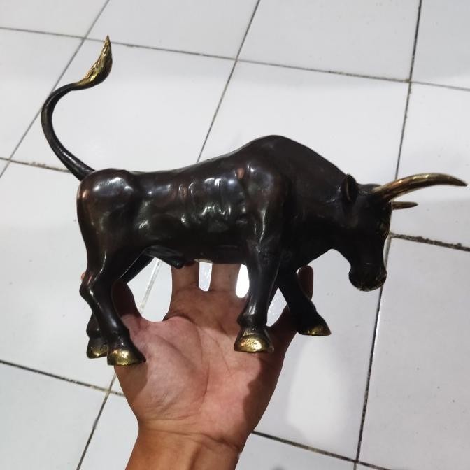 #####] Patung Banteng Bull Logam Kuningan Kerbau Buffalo Brass Dekorasi Shio