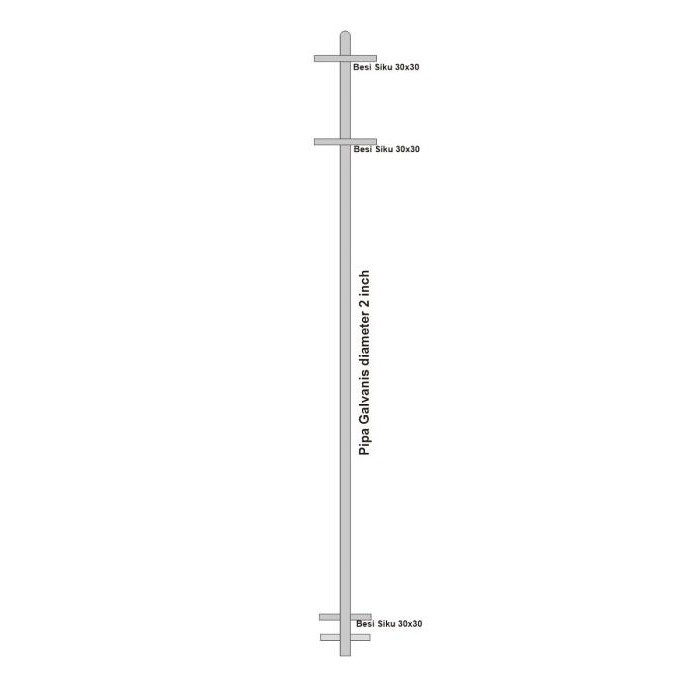 Tiang Rambu Tinggi 1.5 Meter, Pipa Galvanis 2 Inch New Stok