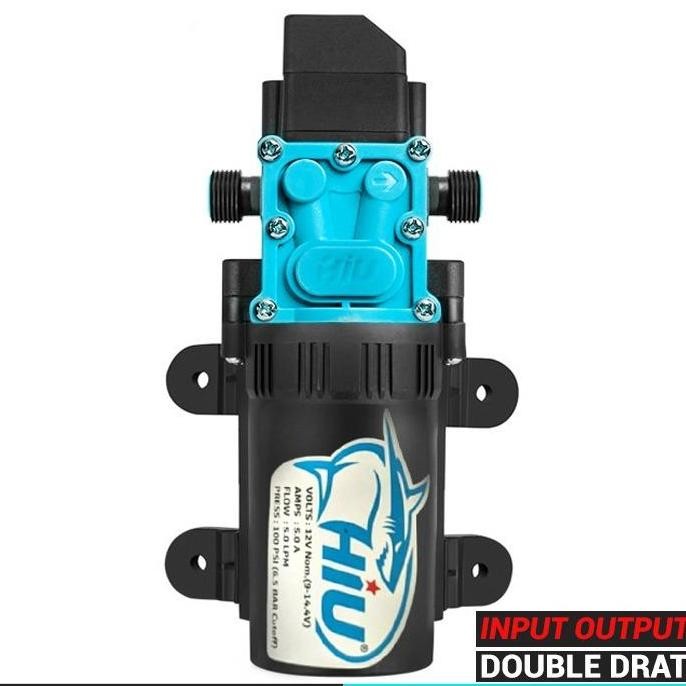 Pompa Dc 12 Volt Bertekanan Tinggi 5Lpm 100Psi Max 60W Hiu Original - Dobel Drat New Stok
