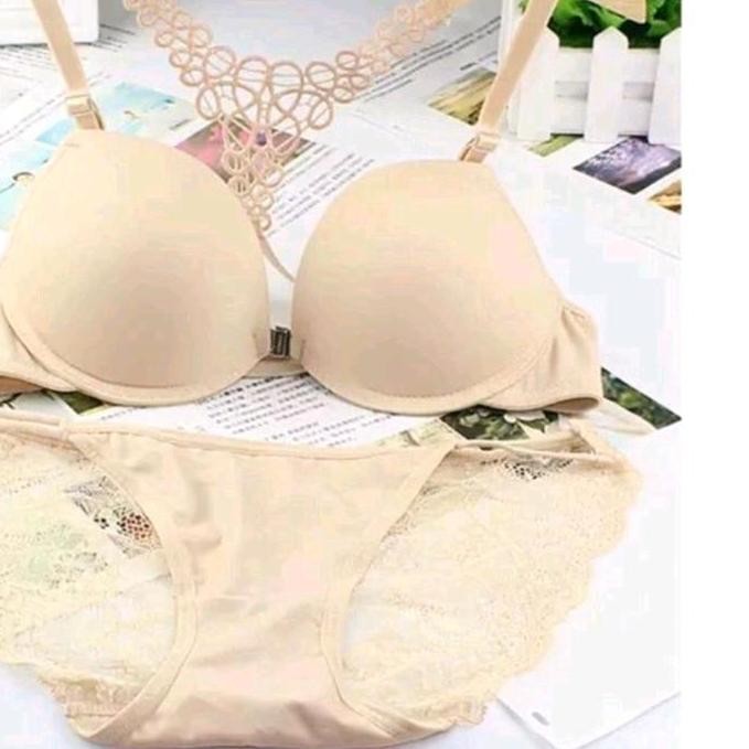 Parling Laris Set Bh Fashion Wanita Model Kait Depan Motif Kupu-Kupu Kawat Busa Tebal Art285