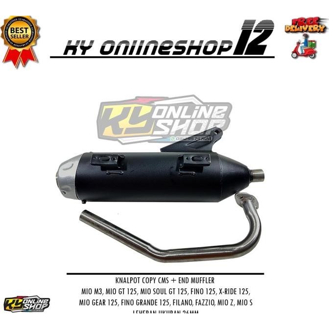 Knalpot Fino 125 CMS + End Muffler - Leheran Stenlis Ukuran 26 Ori Zrc