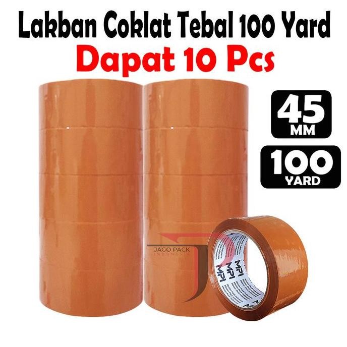 

Hemat 10 Pcs - Lakban Coklat 45 Mm X 100 Yard Full Tebal - Lakban Bening Tebal Berkualitas New Stok