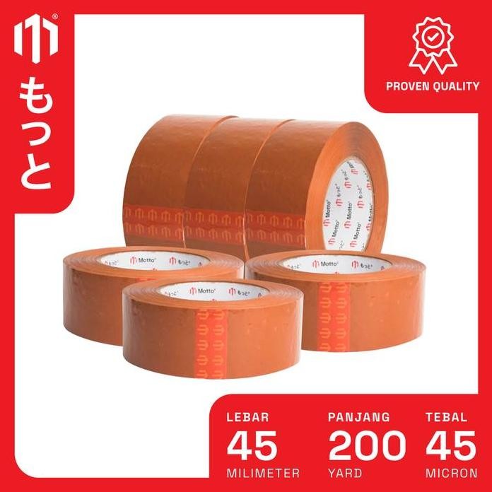 

Lakban 45Mm X 200 Yard Cokelat - Slop (6 Pcs) - Motto Opp Tape Baru