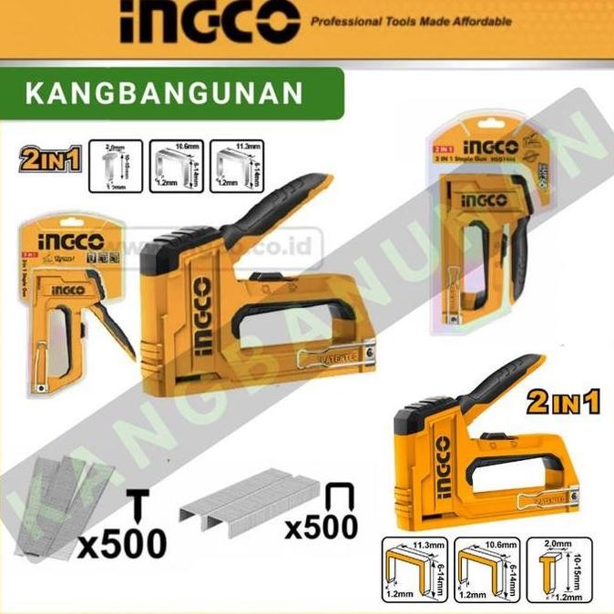 

Staples Gun 2-in-1 / Stapler Steples Tembak Staple Gun INGCO HSG1406 Alat Binder KALI