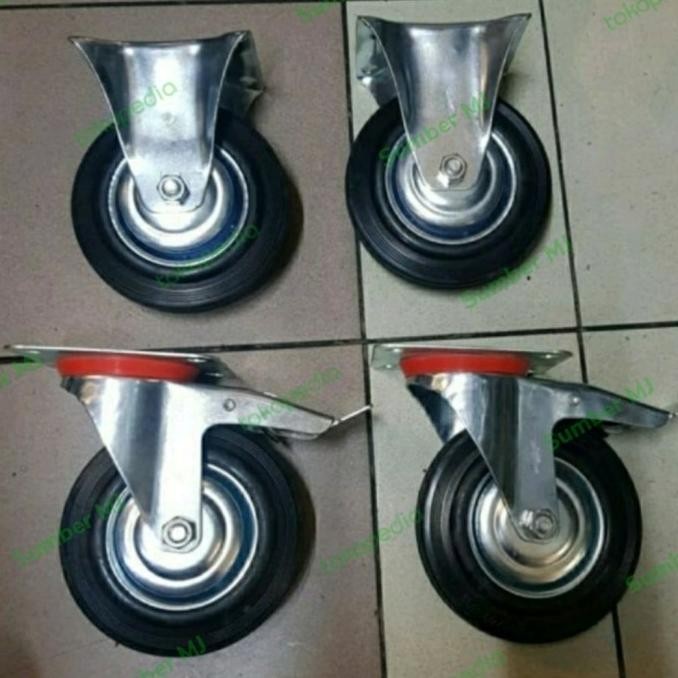Roda Troli Etalase Grobak Karet 8 Inch 1 Set 4 Roda New Stok