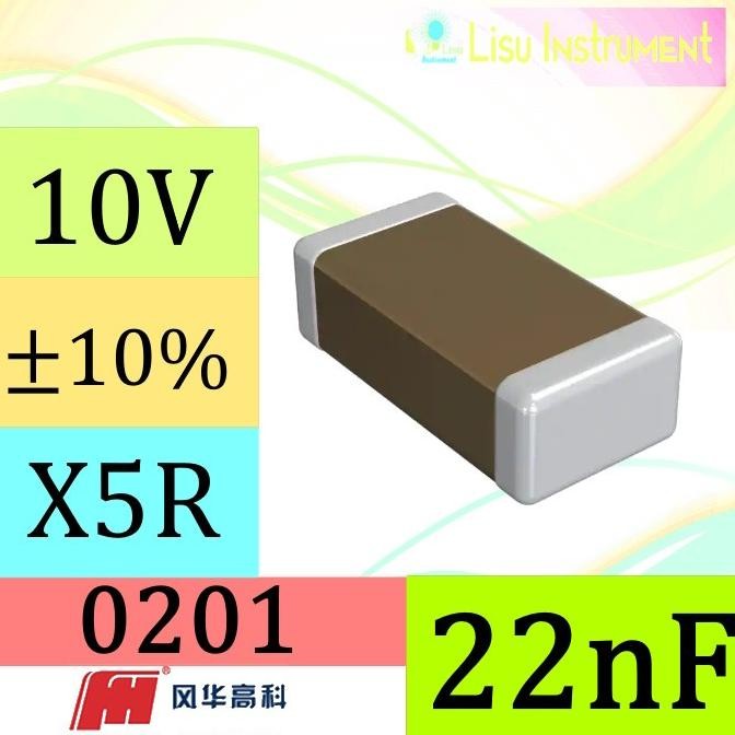 Murah (10) 22nF 10% 10V X5R 0201 0603(mm) SMD Capacitor Fenghua 0201X223K100NT lisu992 Murah