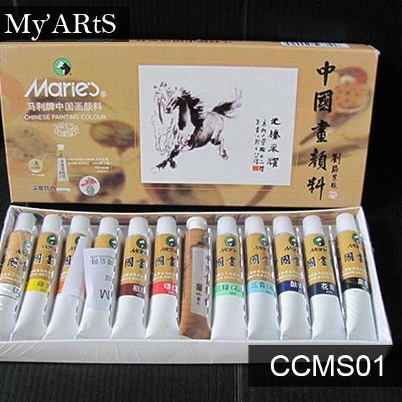 

Maries Chinese Painting Color Set 12 x 12 ml Tinta Cat Cina Lukis YAN