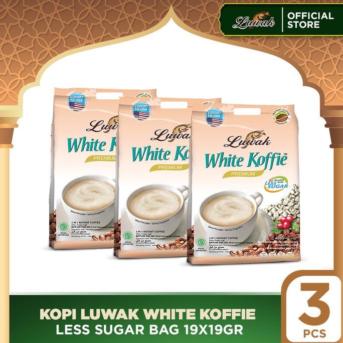 

Kopi Luwak White Koffie Less Sugar Bag 19x19gr Triple Pack