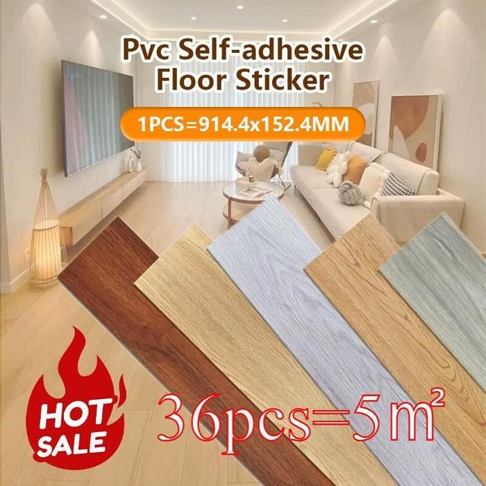 1 Box (36 Pcs) Floor Vinyl Lantai Stiker 91.5Cm X 15,2Cm Lantai Kayu Parquet Dengan Lem Sticker Viny