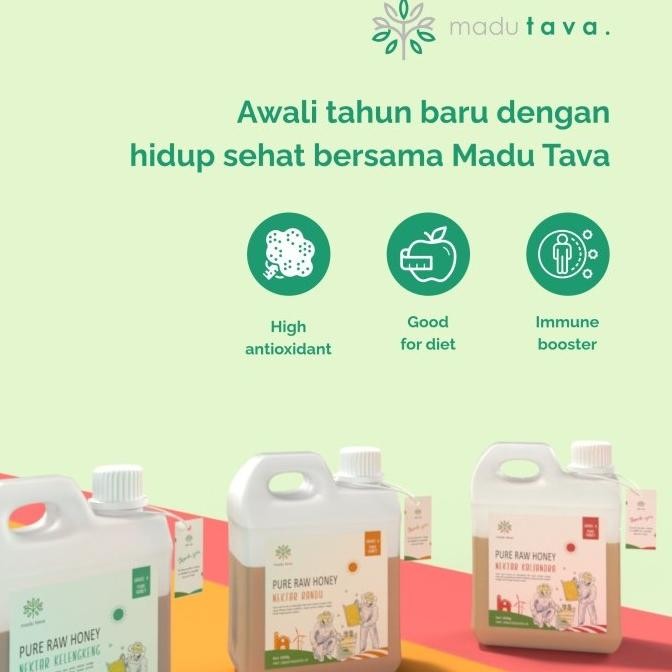 

Madu Murni Asli Tava 1Kg Nektar Bunga 100% Pure Raw Honey Sarang Alami