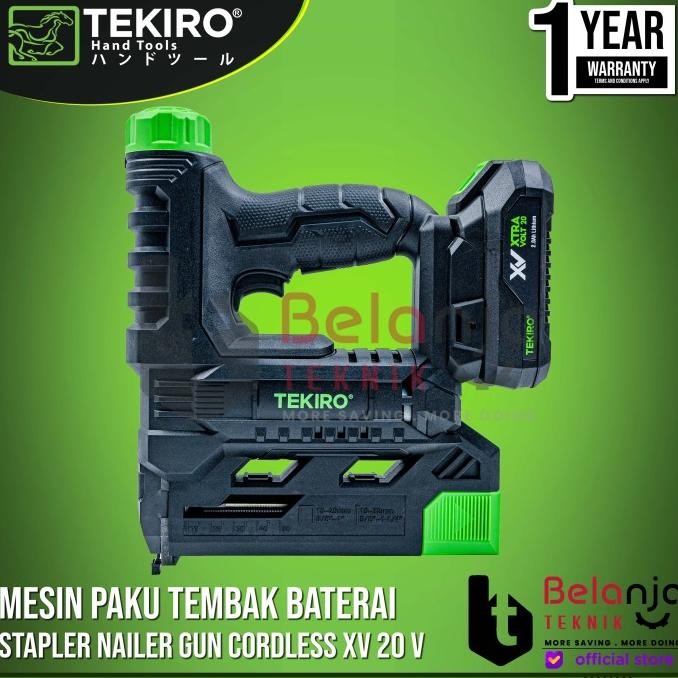 Promo Tekiro Stapler Nailer Gun Cordless Xv 20 V Mesin Paku Tembak Baterai
