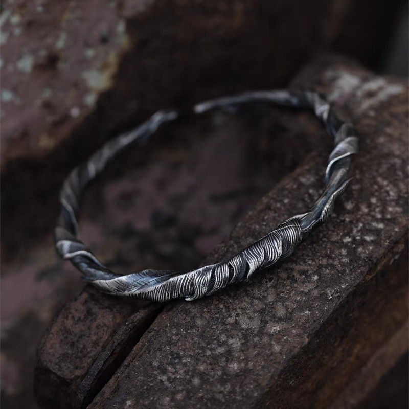 Gelang Bulu untuk Pria dalam Perak Murni999Gelang Perak Murni Pria