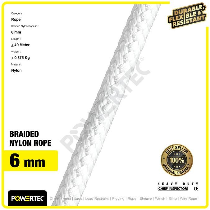 

Tali Nilon Kepang 6Mm X 40M Braided Nylon Rope Powertec New Stok
