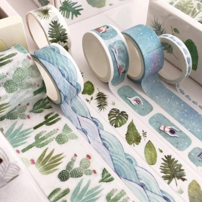 

Japanese Washi Tape - Blue & Green Nature Series murah