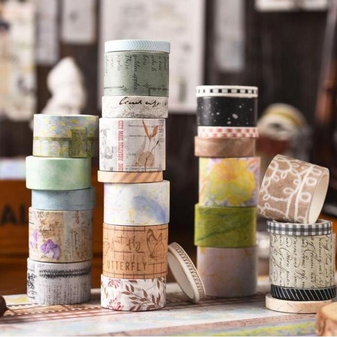 

[MILOLI] 20 Rolls WASHI TAPE BOX COLOURFUL AESTHETIC Washi Tape Decor Jurnal Dekor Masking Tape Scrapbook - A0039 murah