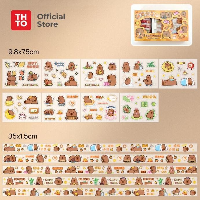 

THTO Sticker Set Sticky Paper Kertas Cute Capybara 100 Pcs Note Memo Koreksi Stationery Lucu A141 murah